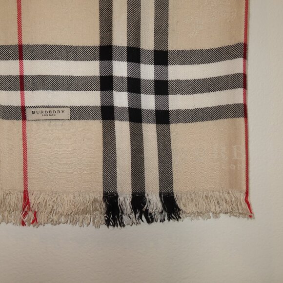 Burberry Check Cashmere Scarf - Stone